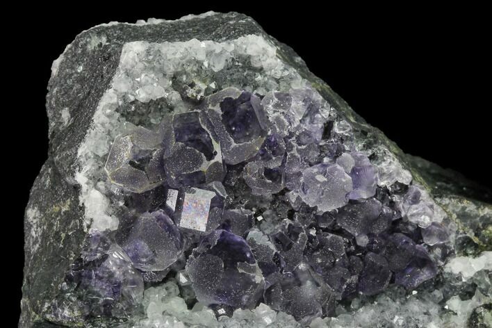Purple Cuboctahedral Fluorite Crystals with Quartz - China #146648